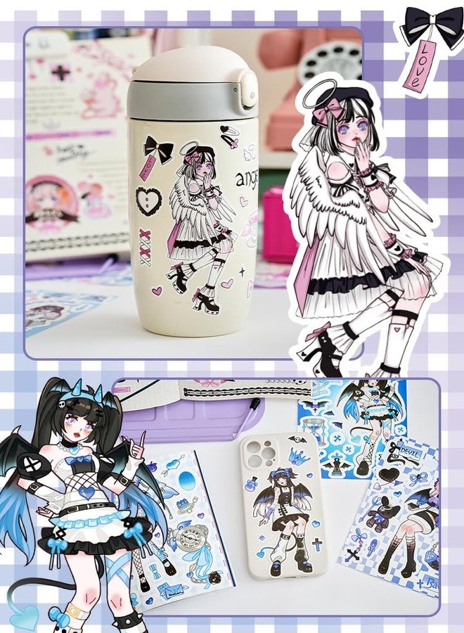 SAMVARDHAN Kawaii Stickers Book - 20 Sheets/400 Stickers, Anime, Korean Self-Adhesive Kawaii Sticker, Japanese Style Decorative Stickers, Cartoon Theme Sticker for Girls (Sweet Cool Girl) - Image 4